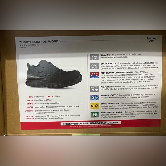 Reebok Sublite Men's Women's Work SD Composite Toe Safety CSA Shoe IB4039 Size 7 - Picture 4 of 6